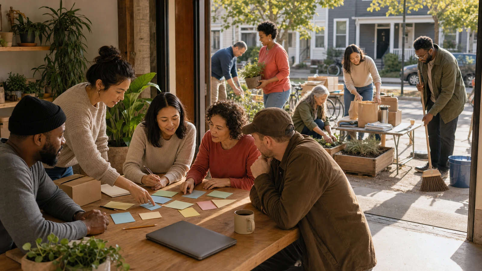 Community members turning an online plan into offline action